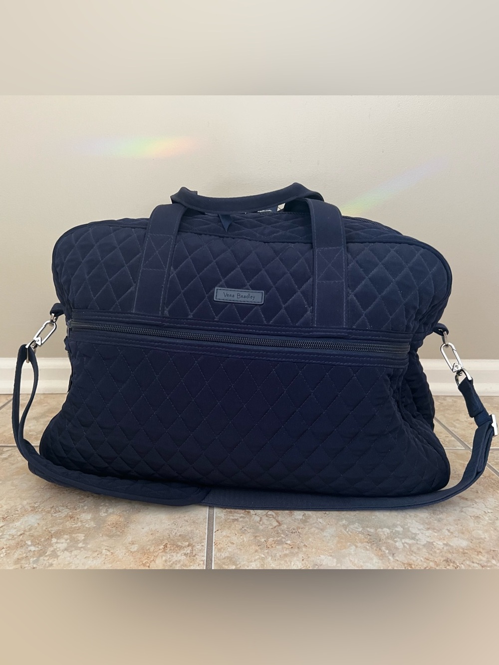 Vera Bradley Navy Quilted Medium Weekender Duffel Bag